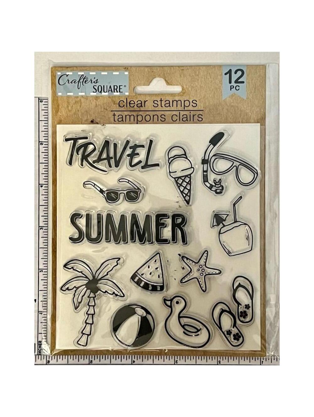 Crafters Square Travel Summer Clear Stamp Set 12pc Scrapbooking